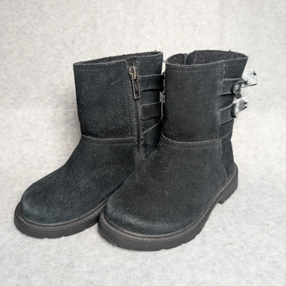 UGG Boots Toddler 8 Black Zip Silver Star Bow